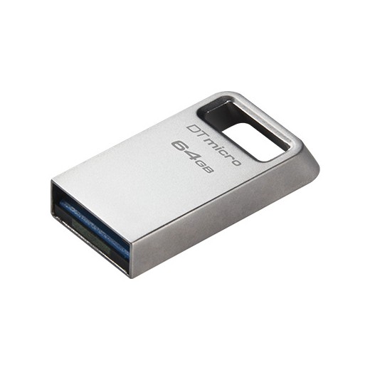 Kingston DataTraveler Micro Memoria USB 64GB - USB 3.2 Gen 1 - Ultracompacta y Ligera - Enganche para Llavero - Cuerpo Metalico