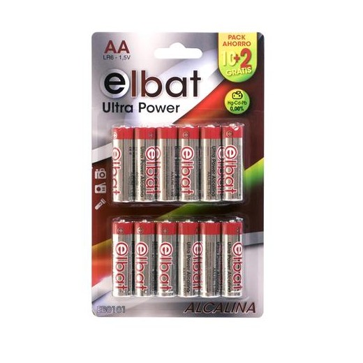 Elbat Pack de 12 Pilas Alcalinas LR6/AA