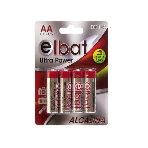 Elbat Pack de 4 Pilas Alcalinas LR6/AA