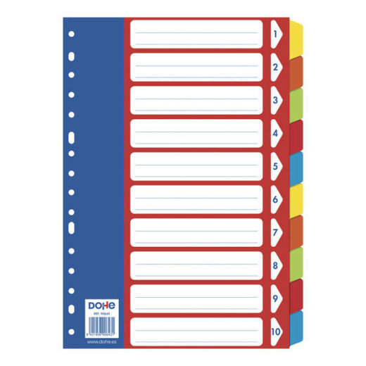 Dohe Separadores para Archivadores y Carpetas de Anillas - 180mm - Cartulina de 180gr - Multitaladro de 16 Perforaciones - Bolsa Autoadhesiva Individual