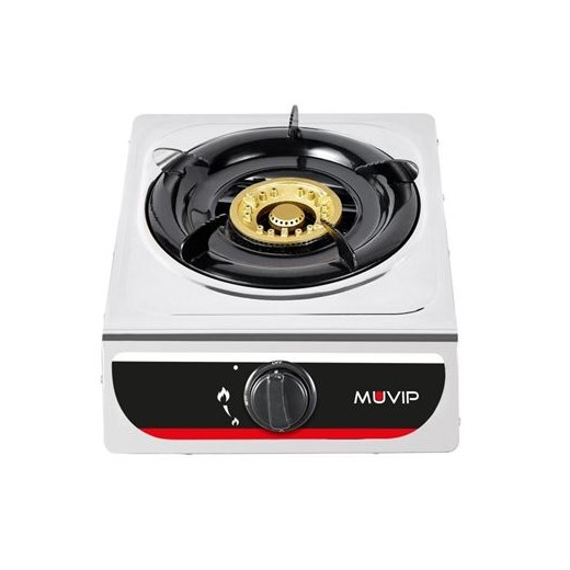 Muvip Cocina de Gas Inox 1 Fuego - Encendido Piezoelectrico - Quemador Desmontable