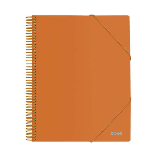 Dohe Carpeta con 20 Fundas Tamaño A4 - Tapa de Polipropileno Opaco de 800 Micras - Fundas Transparentes de 80 Micras - Espiral de Plastico Colorido - Gomas Elasticas a Juego