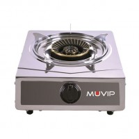 Muvip Serie Strong Cocina de Gas Inox 1 Fuego - Encendido Piezoelectrico - Quemador de Hierro Fundido Desmontable