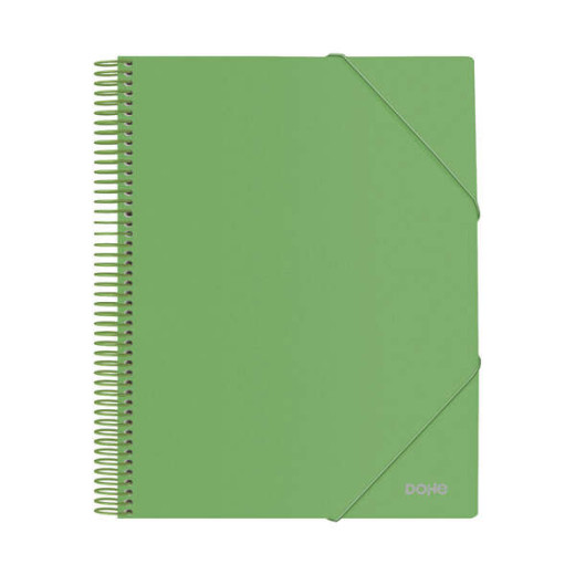 Dohe Carpeta con 40 Fundas Tamaño A4 - Tapa de Polipropileno Opaco de 800 Micras - Fundas Transparentes de 80 Micras - Espiral de Plastico de Color - Gomas Elasticas a Juego