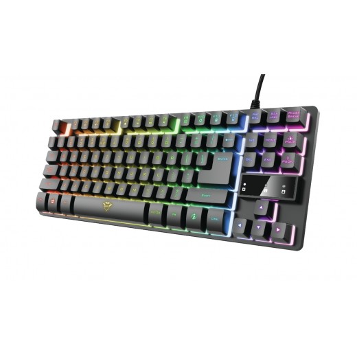 Trust Gaming GXT 833 Thado TKL Teclado Compacto USB - 12 Teclas Multimedia - Antighosting - Iluminacion LED - Cable Trenzado de