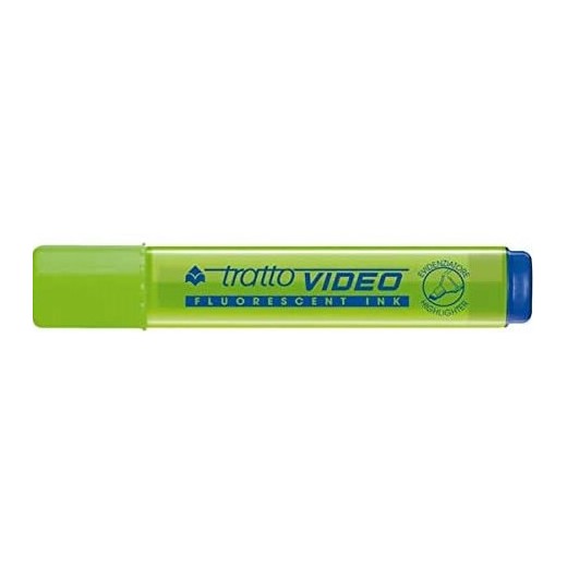Tratto Video Marcador Fluorescente - Punta Biselada - Tinta Base de Agua - Secado Rapido - Color Verde Lima Fluorescente