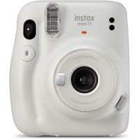 Fujifilm Instax Mini 11 Ice White Camara Instantanea - Tamaño de Imagen 62x46mm - Flash Auto - Mini Espejo para Selfies - Corr