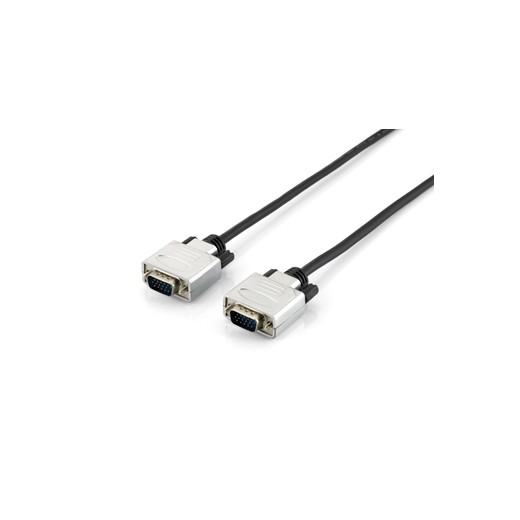 Equip Cable VGA Alargador 2 x HDB15 VGA Macho - Carcasas Metalicas - Tornillos Moleteados - Longitud 1.8 m. - Color Negro