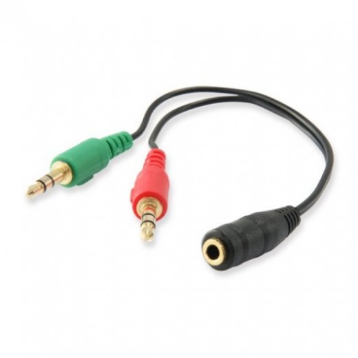 Equip Cable Audio Jack 3.5mm Hembra a 2x Jack 3.5mm Macho - Longitud 13cm - Color Negro