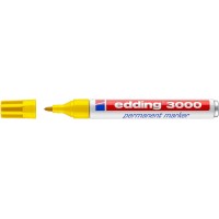 Edding 3000 Rotulador Permanente - Punta Redonda de 1.5mm - Trazo entre 1.5 y 3mm - Recargable - Secado Rapido - Color Amarillo