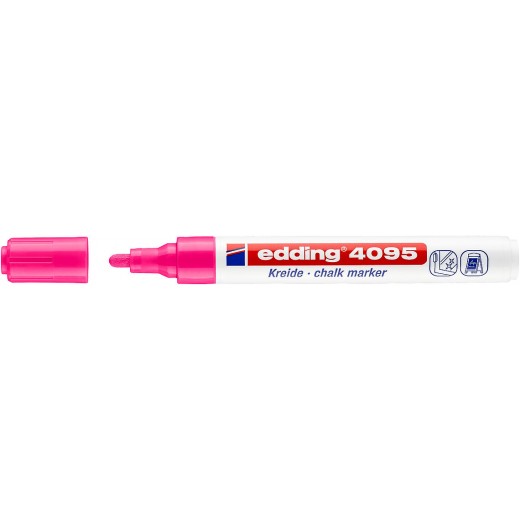 Edding 4095 Rotulador de Tiza Liquida - Punta Redonda - Trazo entre 2 y 3mm - Olor Neutro  - Color Rosa Neon