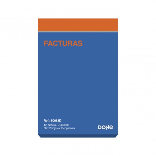 Dohe Talonario de Facturas - Cuarto Natural - 50x2 Hojas Autocopiativas - Duplicado