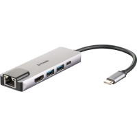 D-Link Hub USB?C 5 en 1 2 Puertos USB 3.0 + 1 HDMI + 1 RJ45 - Plug & Play