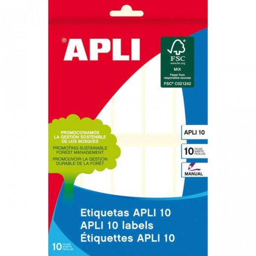 Apli Etiquetas 10 Blancas 20.0 x 75.0mm 10 Hojas