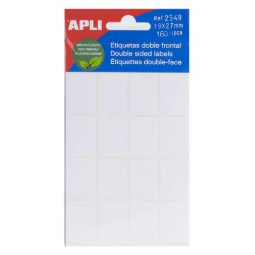 Apli Etiquetas Doble Frontal Blancas 19.0 x 27.0mm