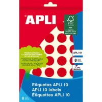 Apli Etiquetas 10 Rojas Ø 19mm 8 Hojas