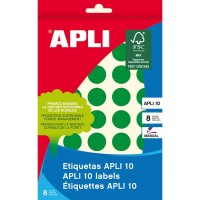 Apli Etiquetas 10 Verdes Ø 19mm 8 Hojas