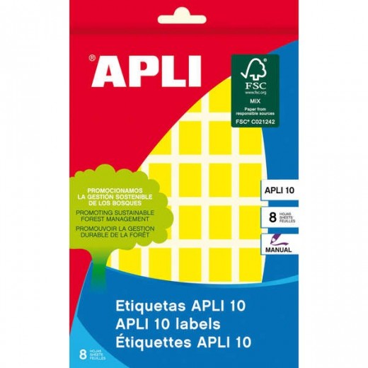 Apli Etiquetas 10 Amarillas 12 x 18mm 8 Hojas