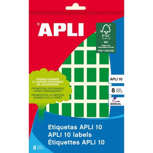 Apli Etiquetas 10 Verdes 12 x 18mm 8 Hojas