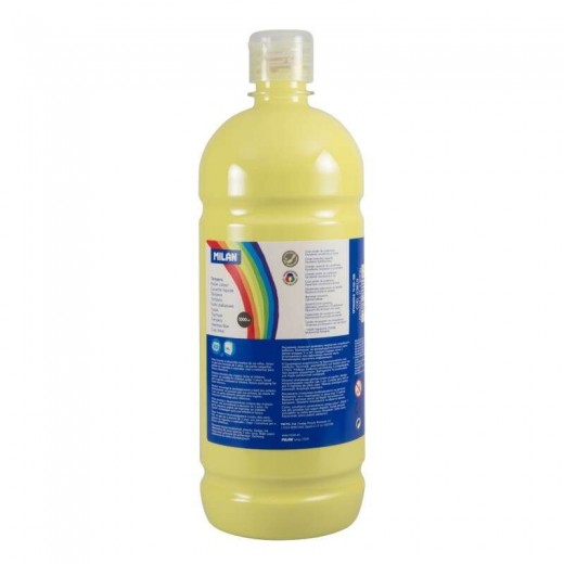 Milan Botella de Tempera - 1000ml - Tapon Dosificador - Secado Rapido - Mezclable - Color Amarillo Limon