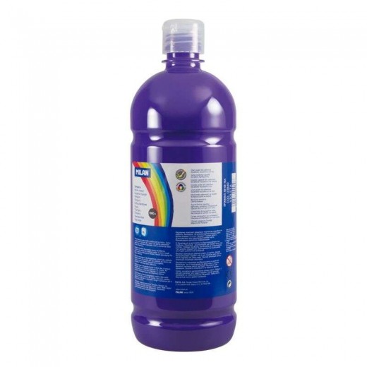 Milan Botella de Tempera 1000ml - Tapon Dosificador - Secado Rapido - Mezclable - Color Violeta