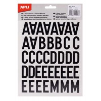 Apli Letras Adhesivas de Palo Mayusculas - Altura 30mm - Color Negro - Pack de 4 Hojas con 153 Letras