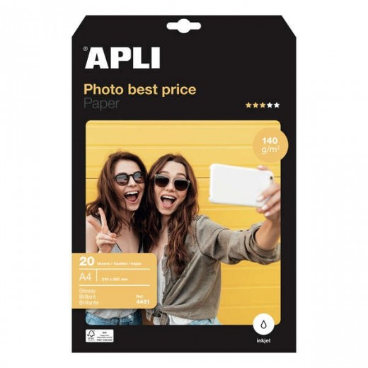 Apli Papel Fotografico Photobasic A4 140g 20 Hojas