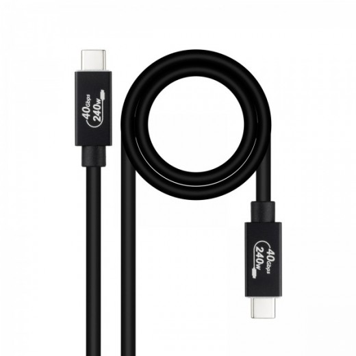 Nanocable Cable USB 4 Gen 3x2 40Gbps 5A/240W - USB-C/M-USB-C/M - 1.8 m - Color Negro