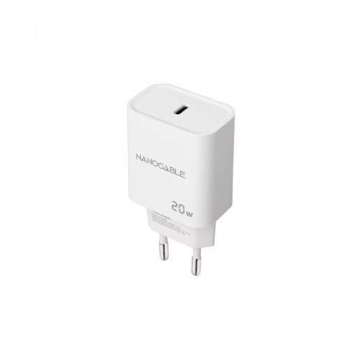 Nanocable Cargador de Pared USB-C/PD 20W - Color Blanco