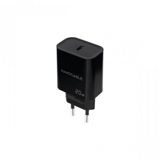 Nanocable Cargador de Pared USB-C/PD 20W - Color Negro