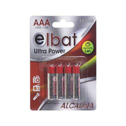 Elbat Pack de 4 Pilas Alcalinas LR03/AAA