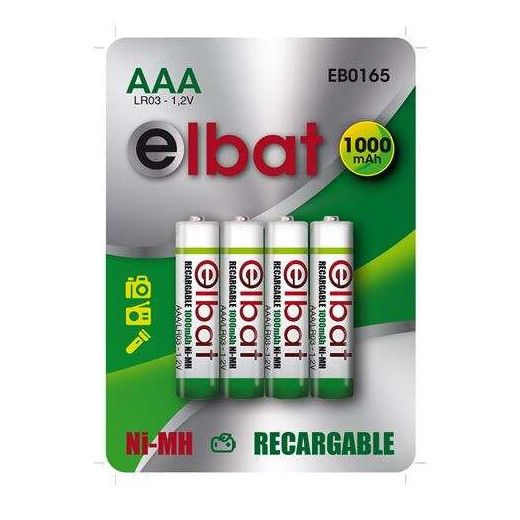 Elbat Pack de 4 Pilas Recargables LR03 AAA 1000mAh