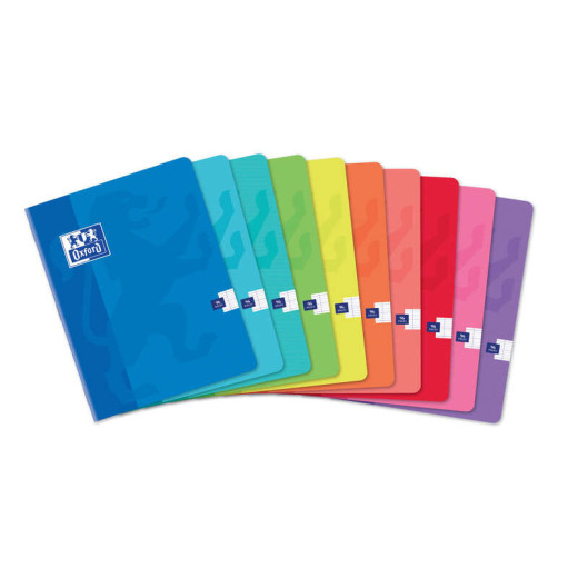 Oxford Classic Libreta Grapada A5+ Cuadricula Seyes - 48 Hojas con Margen - Tapa Blanda - Ideal para Tomar Apuntes - Colores Surtidos