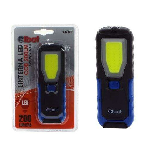 Elbat Linterna LED Magnetica 200lm - Potente Iman en la Base - Gancho Giratorio