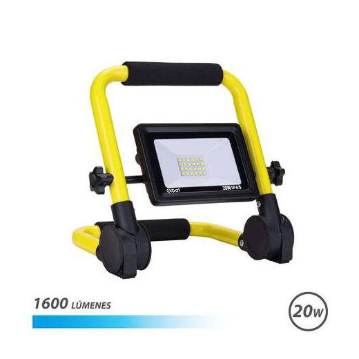 Elbat Foco Led con Soporte Plegable 20W - 1600lm - Luz Fria 6500K - Cable de 1.50m