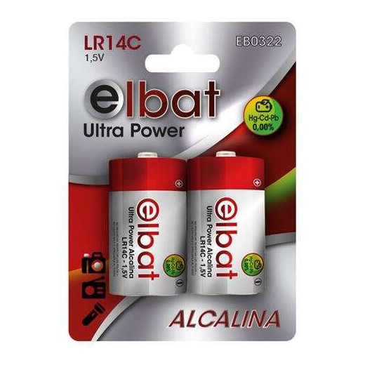 Elbat Pack de 2 Pilas Alcalinas LR14C