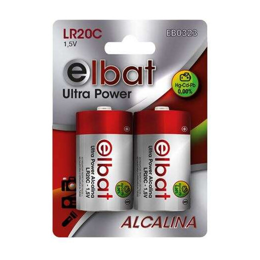 Elbat Pack de 2 Pilas Alcalinas LR20C