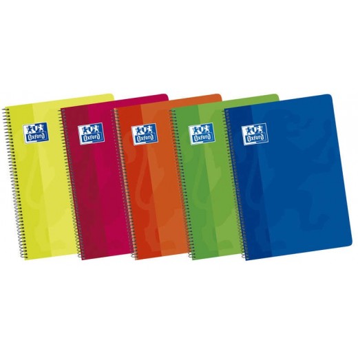 Oxford School Classic Fº Cuaderno Espiral Tapa Blanda 4x4 - 80 Hojas - Colores Vivos - Margen 4x4 - Ideal para Estudiantes