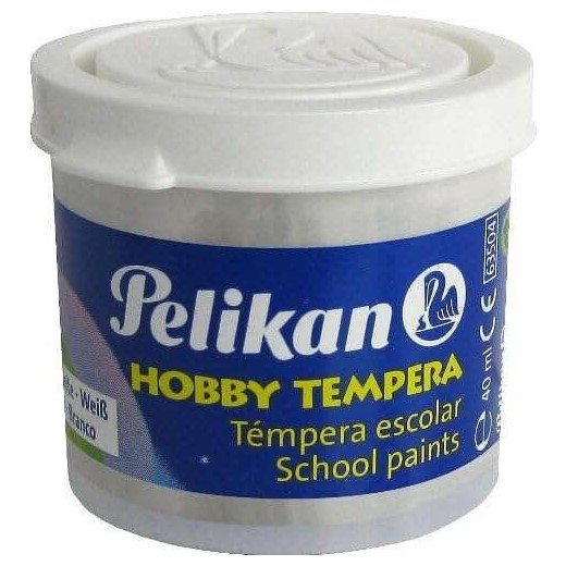 Pelikan Tempera Escolar Frasco 40ml - Facil de Lavar - Ideal para Manualidades - Color Blanco