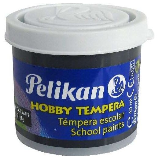 Pelikan Tempera Escolar Frasco 40ml - Facil de Lavar - Ideal para Proyectos Escolares - Color Negro