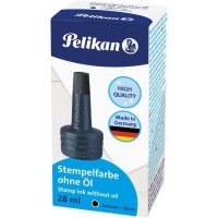 Pelikan Bote de Tinta para Tampones 28ml - Sin Aceite - Secado Rapido - Resistente al Agua - Color Negro