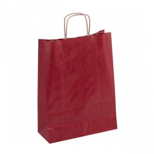 Apli Pack de 50 Bolsas Kraft - Alta Resistencia - Asas Rizadas - Reutilizables y Reciclables - Color Rojo