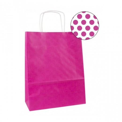 Apli Pack de 50 Bolsas Kraft - Alta Resistencia - Asas rizadas - Reutilizables y reciclables - Color Fucsia