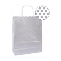 Apli Pack de 50 Bolsas Kraft - Alta Resistencia - Asas Rizadas - Reutilizables y Reciclables - Color Plata