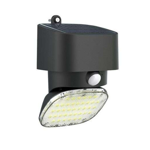 Elbat Foco Solar 2000LM - Luz Fria 6000K - Regulacion Vertical y Horizontal - Panel Solar 1W - IP65 - Color Negro