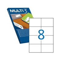 Multi3 Pack de 6.000 Etiquetas Blancas Cantos Rectos Tamaño 105.0X48.0mm con Adhesivo Permanente para Multiples Usos