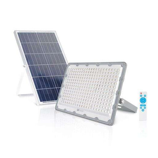 Elbat Foco Solar Led 200W - 3600LM - Luz Fria 6500K - Autonomia hasta 2 Dias - Control Remoto - IP67