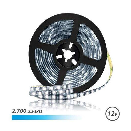 Elbat Tira LED 12V 2700lm - Luz Fria 6500K - 30 Led por Metro - Longitud 5m