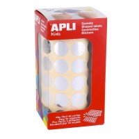 Apli Gomets Redondos Plata Metalizado Ø 15mm - 59 Hojas Pretroqueladas - 2832 Gomets por Rollo - Desarrolla Psicomotricidad Fina