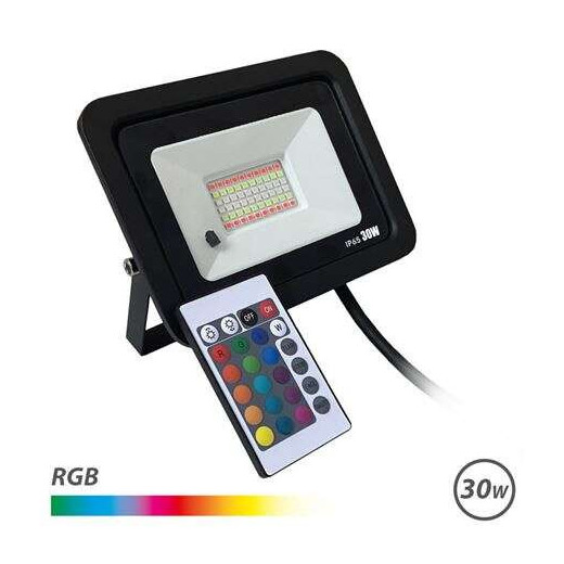Elbat Foco Led RGB 30W - Control Remoto - IP65 - Ideal para Exterior